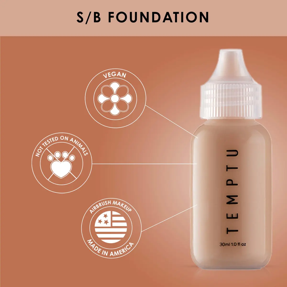 TEMPTU S/B Silicone-Based Airbrush Foundation 29.57 ml (1 Fl Oz) | Professional Long-Wear Liquid Makeup - view 2