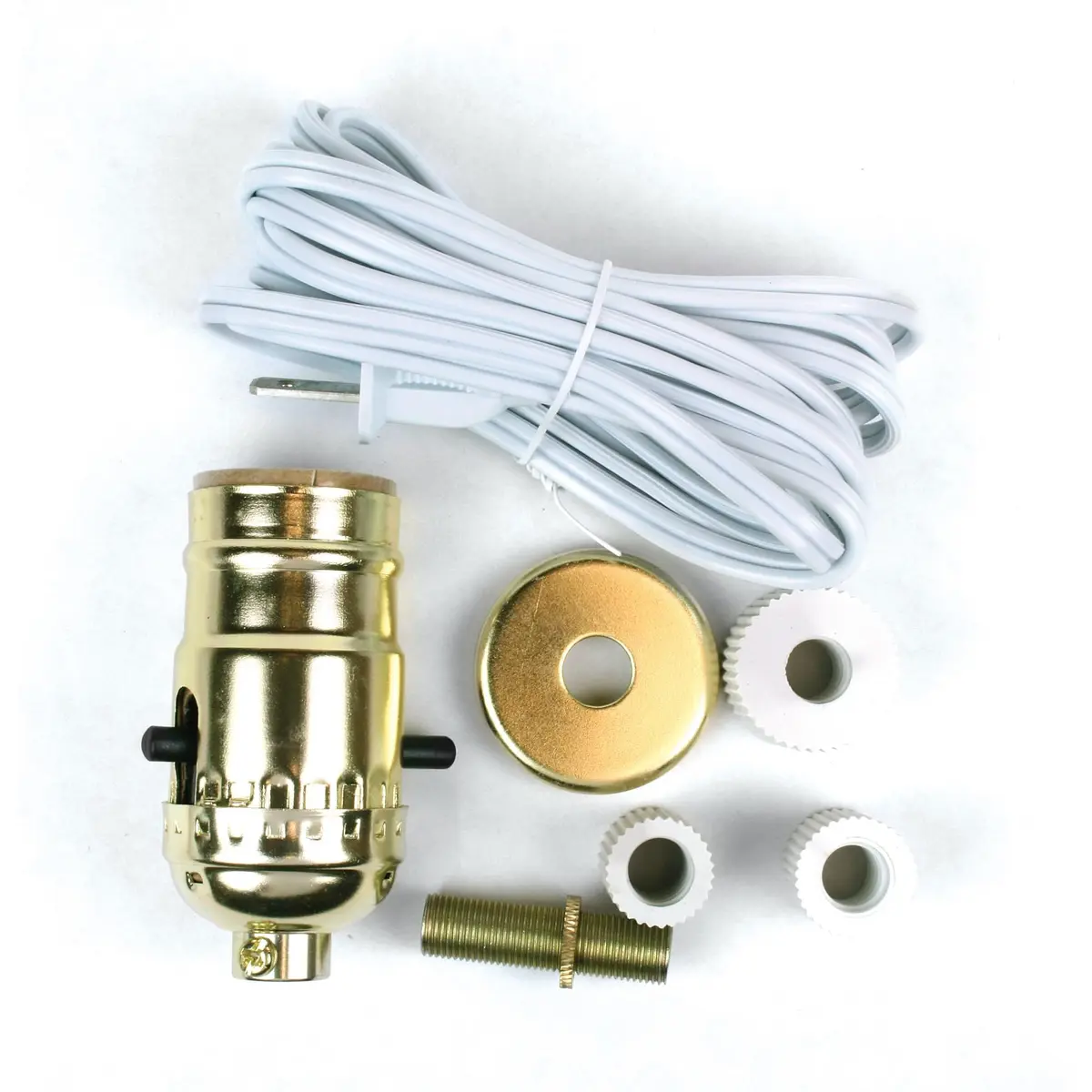 Jandorf Make-A-Lamp Kit Brass Finish, White | Bottle Adapters for DIY Lamp - main product image