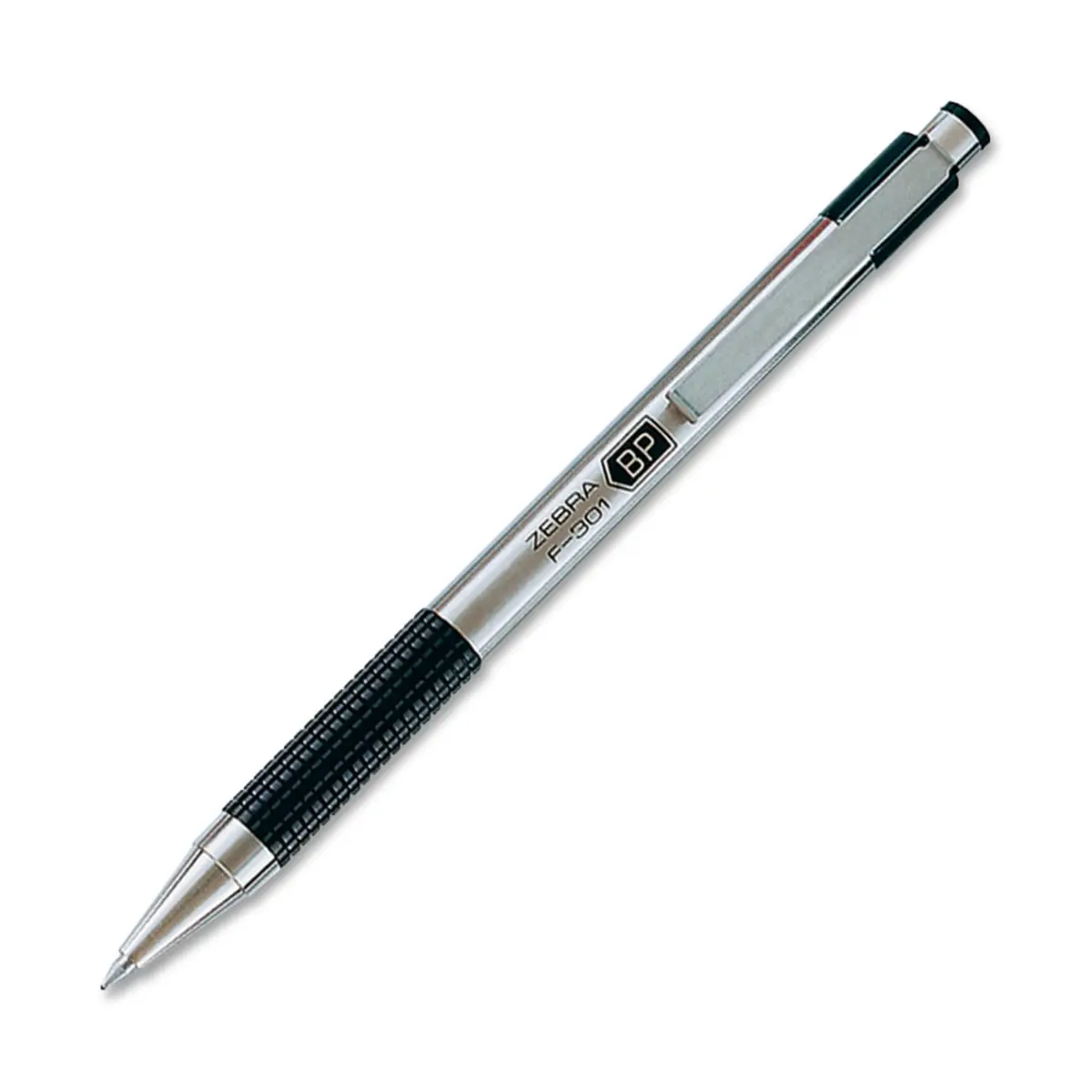 Zebra F-301 Ballpoint Retractable Pen, Black Ink, Medium Point | Stylish stainless steel design for smooth writing - view 3