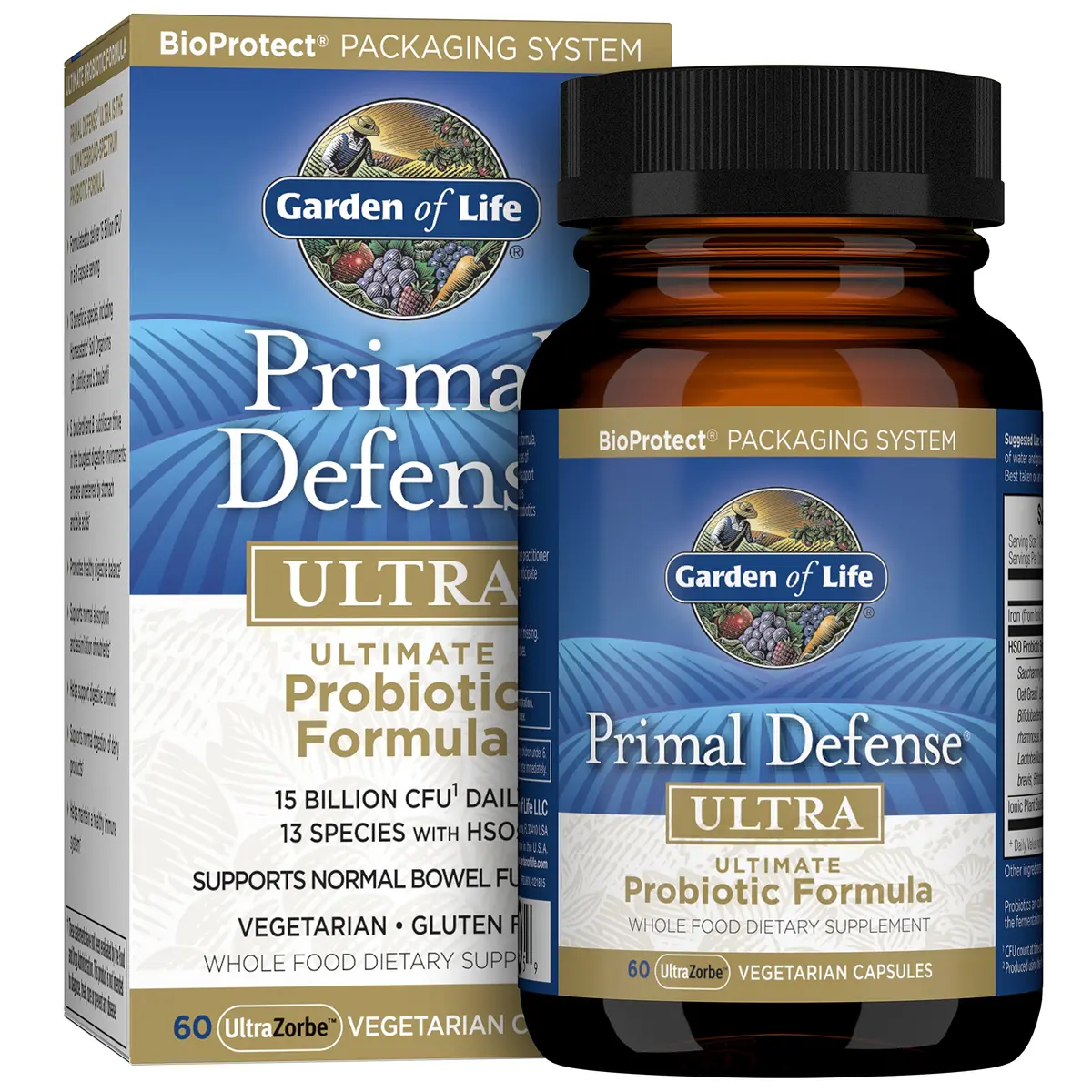 Garden of Life Primal Defense Ultra Ultimate Formula Probiotic 15 Billion CFU 60 Capsules | Digestive Health Support - main product image