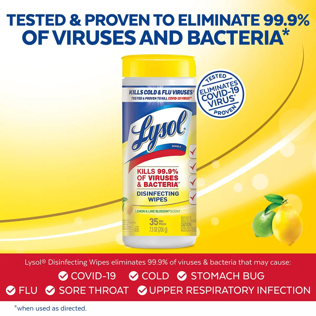Lysol Disinfectant Wipes, Multi-Surface Antibacterial Cleaning Wipes, Lemon & Lime Blossom, 105 Count (3 Packs) | Kills 99.9% of Viruses & Bacteria - view 2