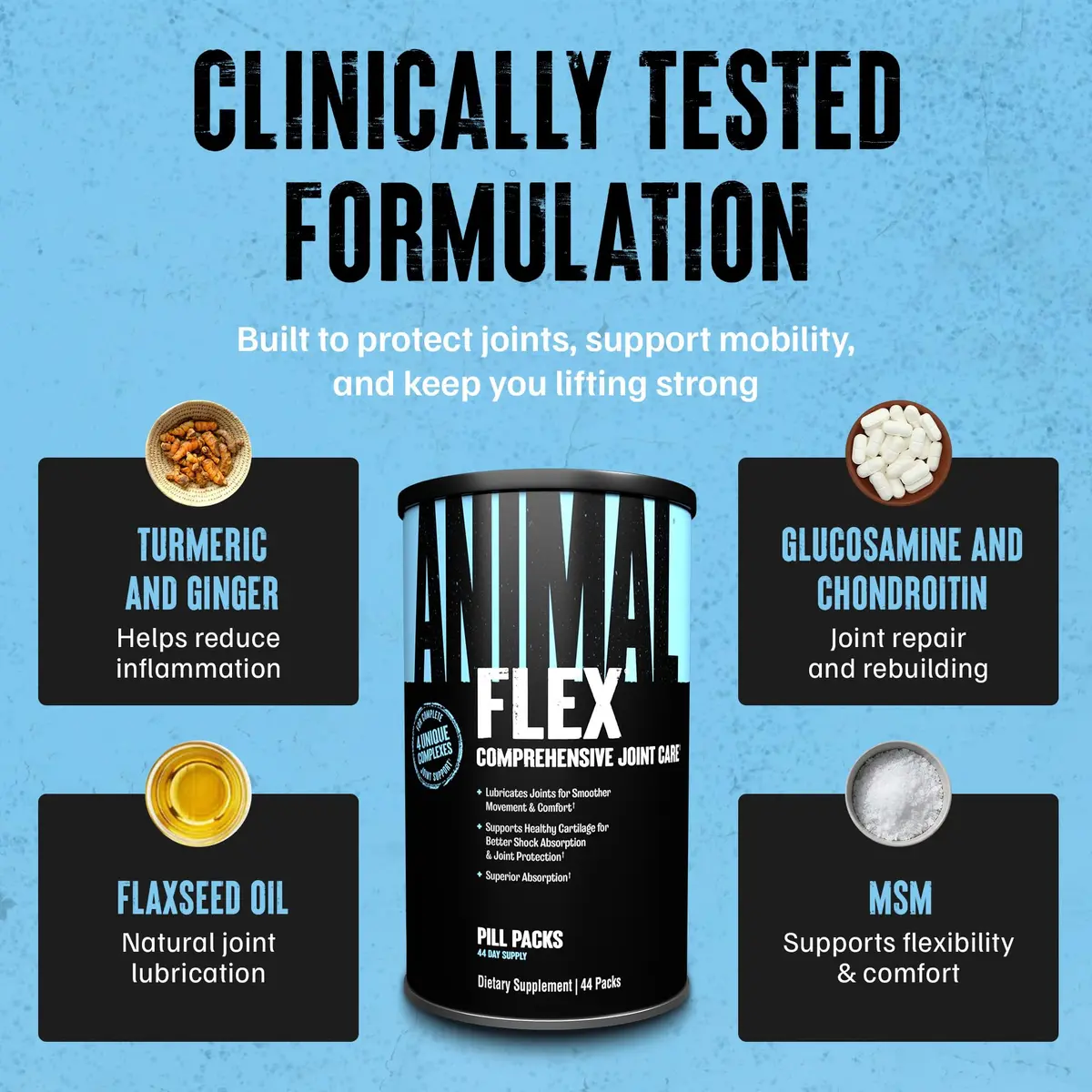 Animal Flex Joint Supplement with Glucosamine, Chondroitin, MSM, Turmeric & Ginger | 44 Pill Packs (1.5 lb / 680 g) - view 5