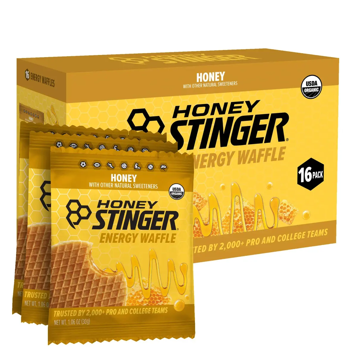 Honey Stinger Organic Honey Waffle Energy Stroopwafel 16 Count | USDA Organic, 19g Carbs for Quick Energy - main product image