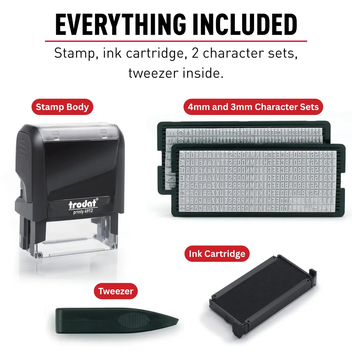 Trodat Printy 4911 Self-Inking DIY Stamp Kit Black 19mm (3/4") x 47mm (1-7/8") | Customizable Message Stamp - view 4