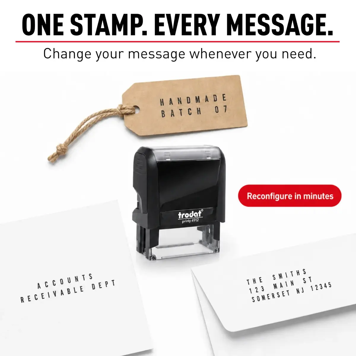 Trodat Printy 4911 Self-Inking DIY Stamp Kit Black 19mm (3/4") x 47mm (1-7/8") | Customizable Message Stamp - view 7