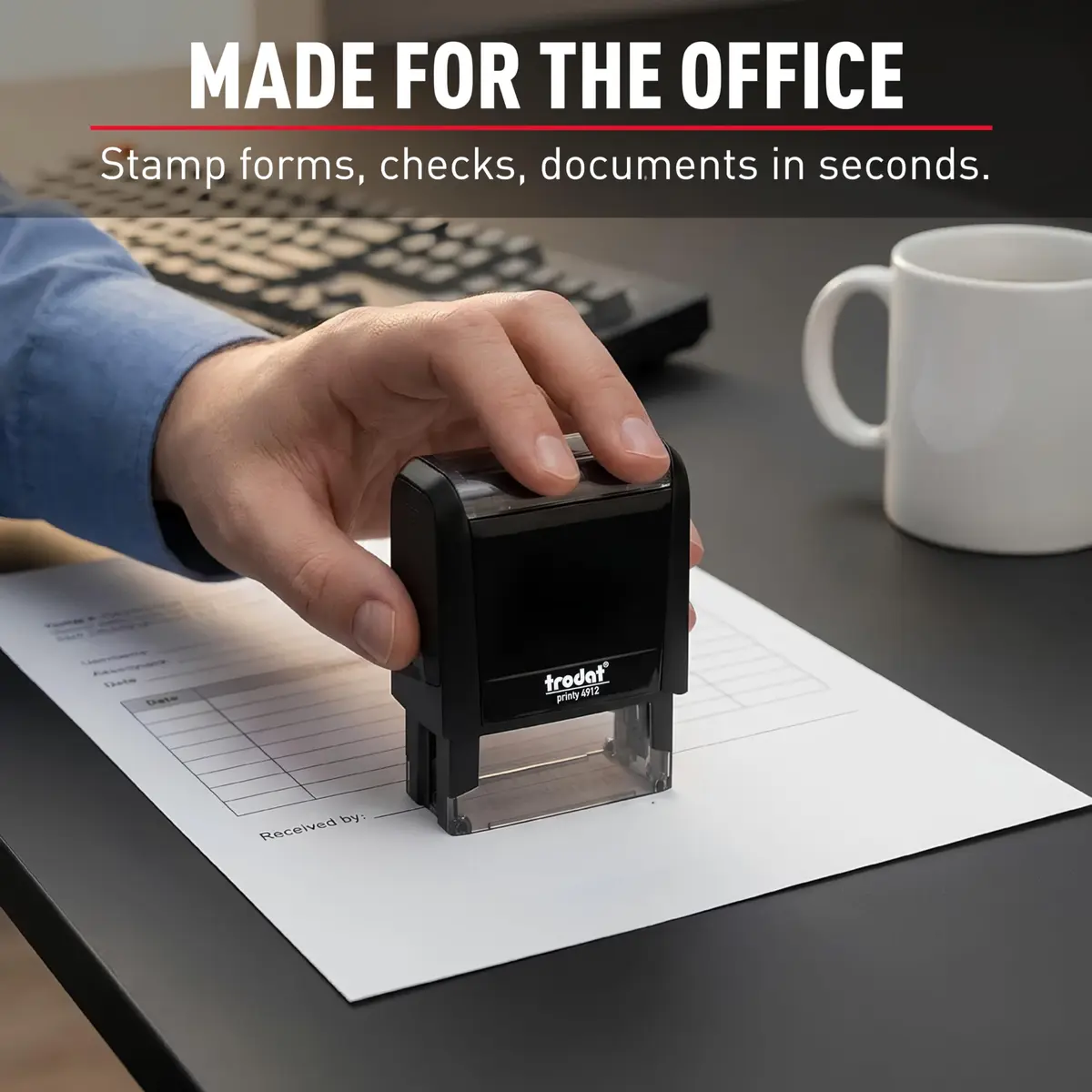 Trodat Printy 4911 Self-Inking DIY Stamp Kit Black 19mm (3/4") x 47mm (1-7/8") | Customizable Message Stamp - view 8