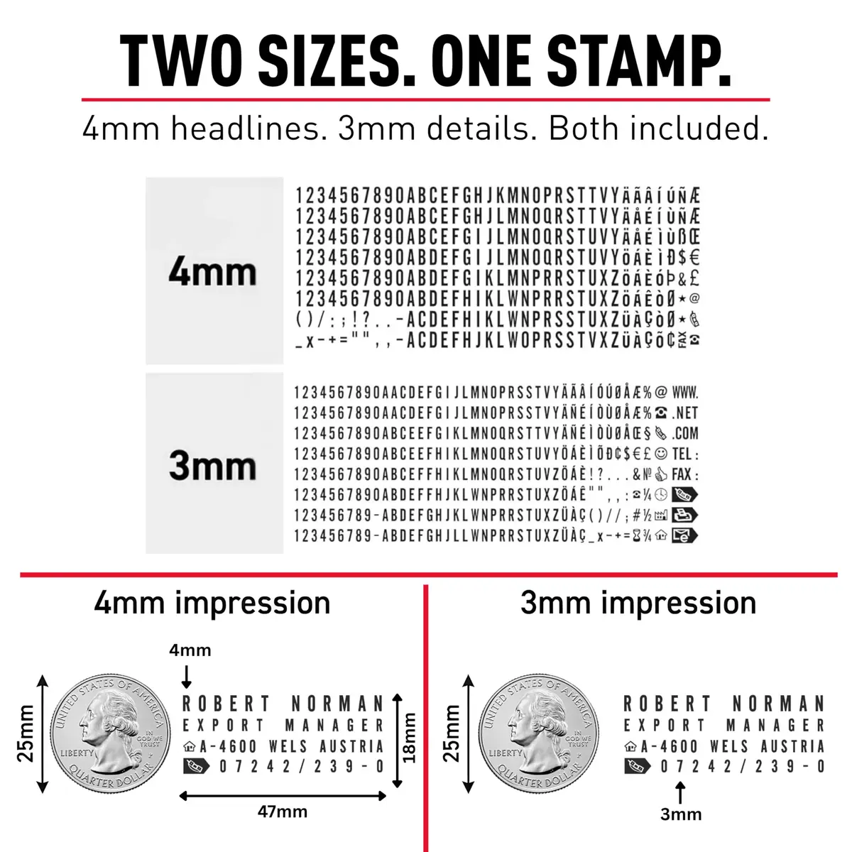 Trodat Printy 4911 Self-Inking DIY Stamp Kit Black 19mm (3/4") x 47mm (1-7/8") | Customizable Message Stamp - view 2