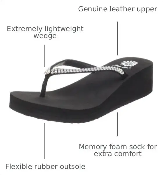Yellow Box Custard Wedge Flip Flop 10 US | Sparkly Leather & Rhinestone Casual Sandal - view 2