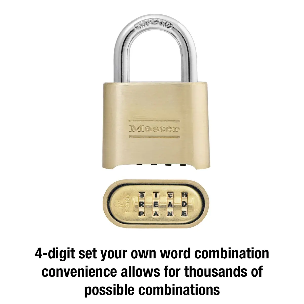 Master Lock 175DWD Resettable Letter Combination Padlock 2in Wide Body, 1in Shackle, Tan | Set Your Own Word Combination - view 3