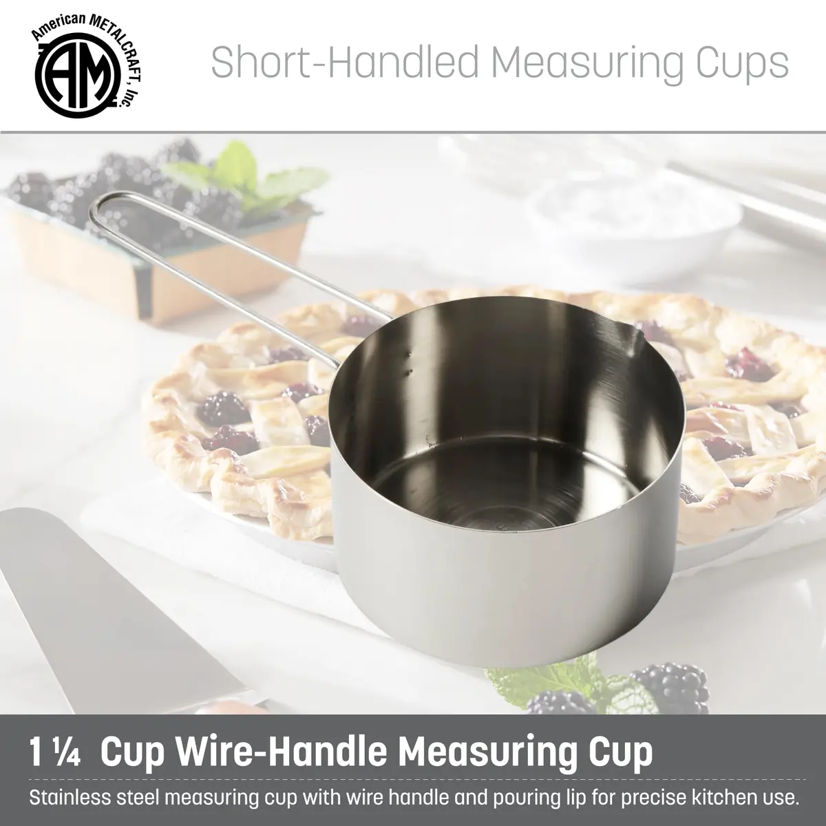 American Metalcraft Stainless Steel Measuring Cup 1.25 Cup | Sturdy Wire Handle, Dishwasher Safe - view 2