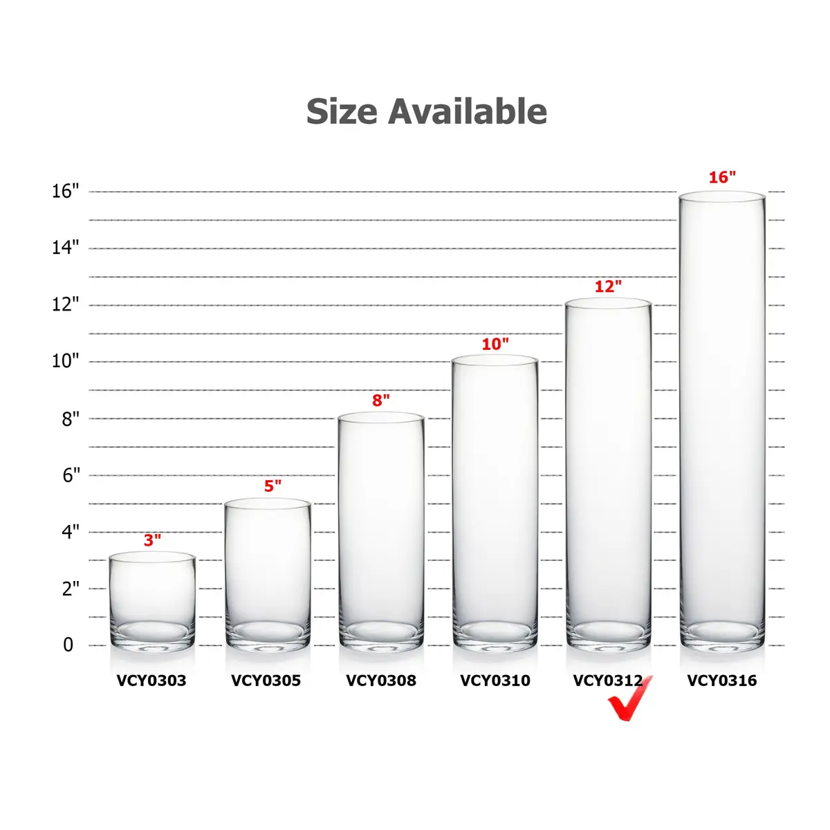 WGVI Thick Weighted Clear Cylinder Glass Vases 3" W x 12" H | Elegant Floral Display (120 chars) - view 3