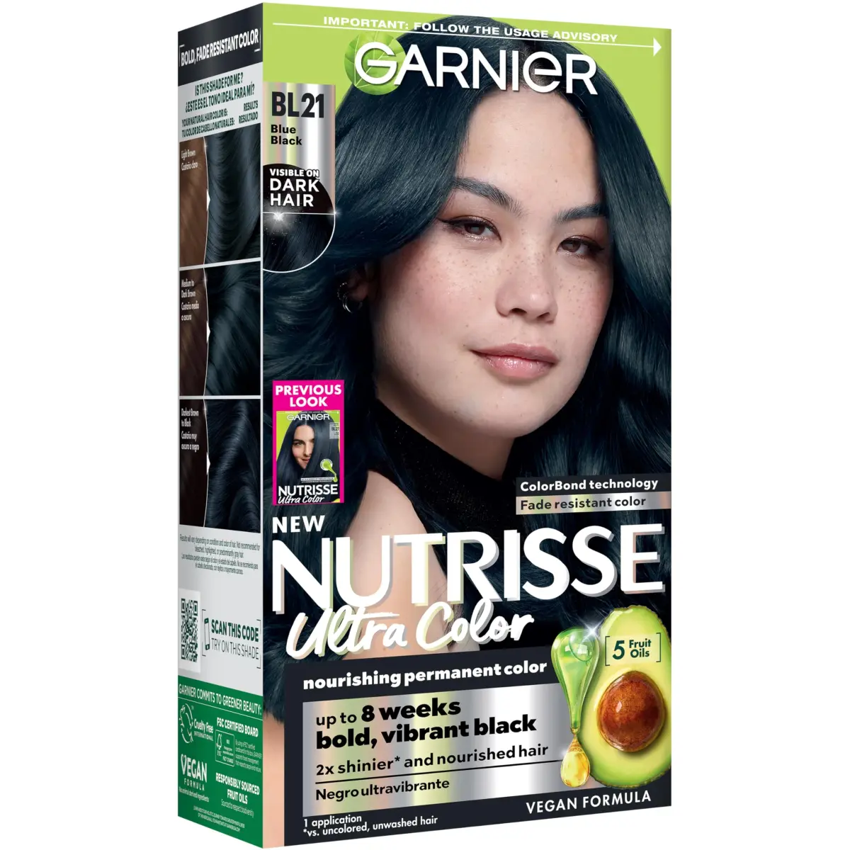 Garnier Nutrisse Ultra Color Permanent Hair Dye BL21 Blue Black (Blackberry Mojito) | Vegan & Cruelty-Free - main product image