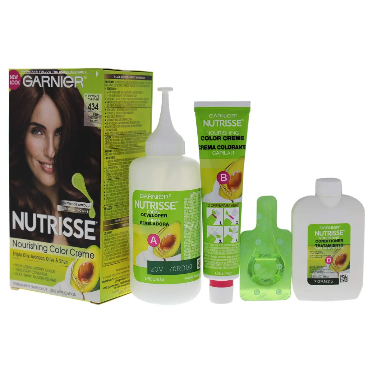 Garnier Nutrisse Nourishing Hair Color Creme, 434 Deep Chestnut Brown | Long-Lasting, Nourishing Formula with Avocado & Shea Oils - view 4