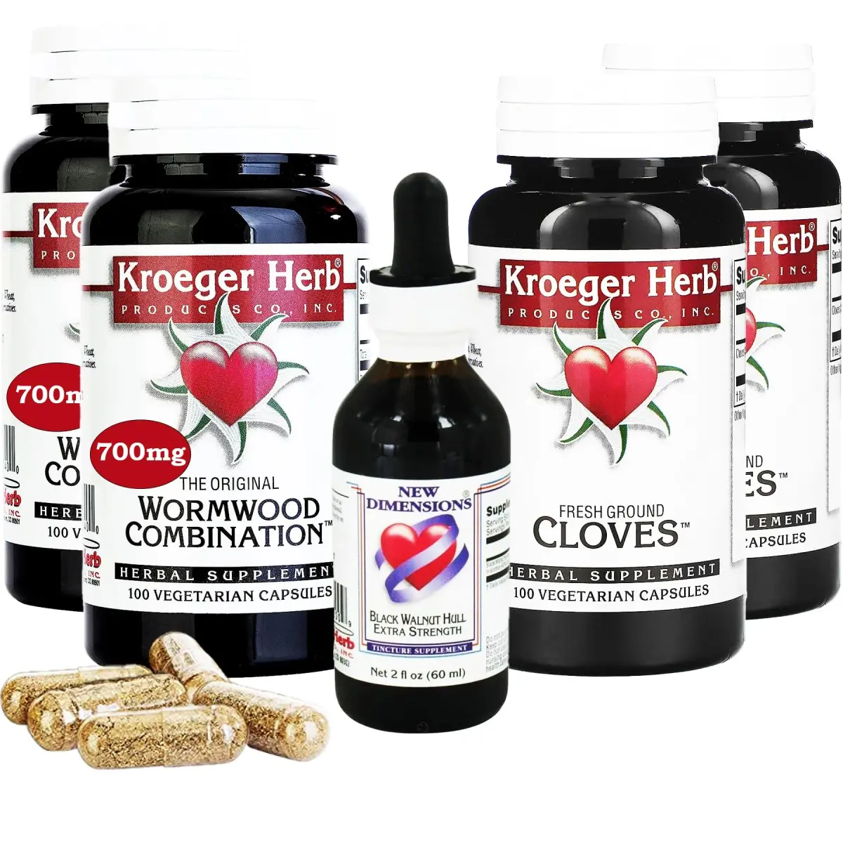 Kroeger Herb Products Wormwood Herb Supplement Kit with Black Walnut, Clove & Quassia | 2 fl oz (59 ml) - view 2