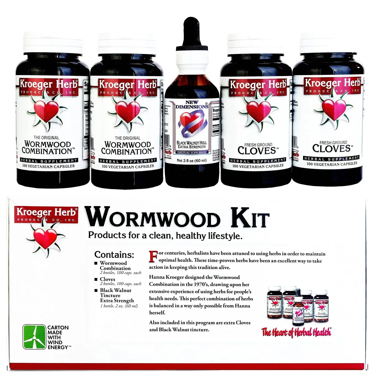Kroeger Herb Products Wormwood Herb Supplement Kit with Black Walnut, Clove & Quassia | 2 fl oz (59 ml) - view 4