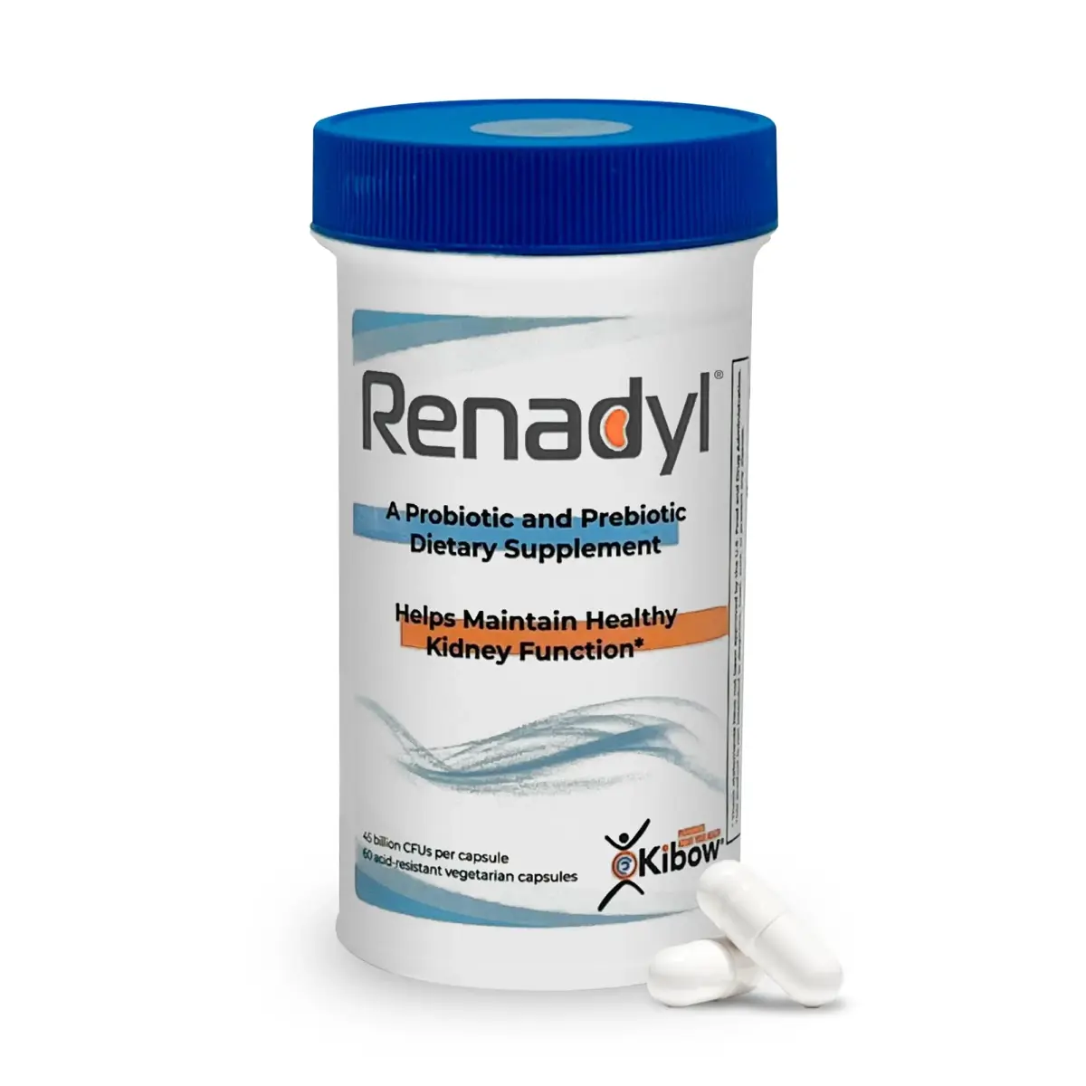 Kibow Renadyl Probiotic Capsules 60 Count (156 g) | Kidney Health Support with 45 Billion CFUs - main product image