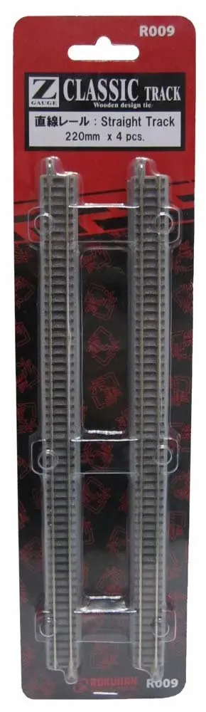 Rokuhan Z Gauge R009 Straight Rail 8.7 inches (220 mm) | Ultra-thin, conductive, for model trains - main product image