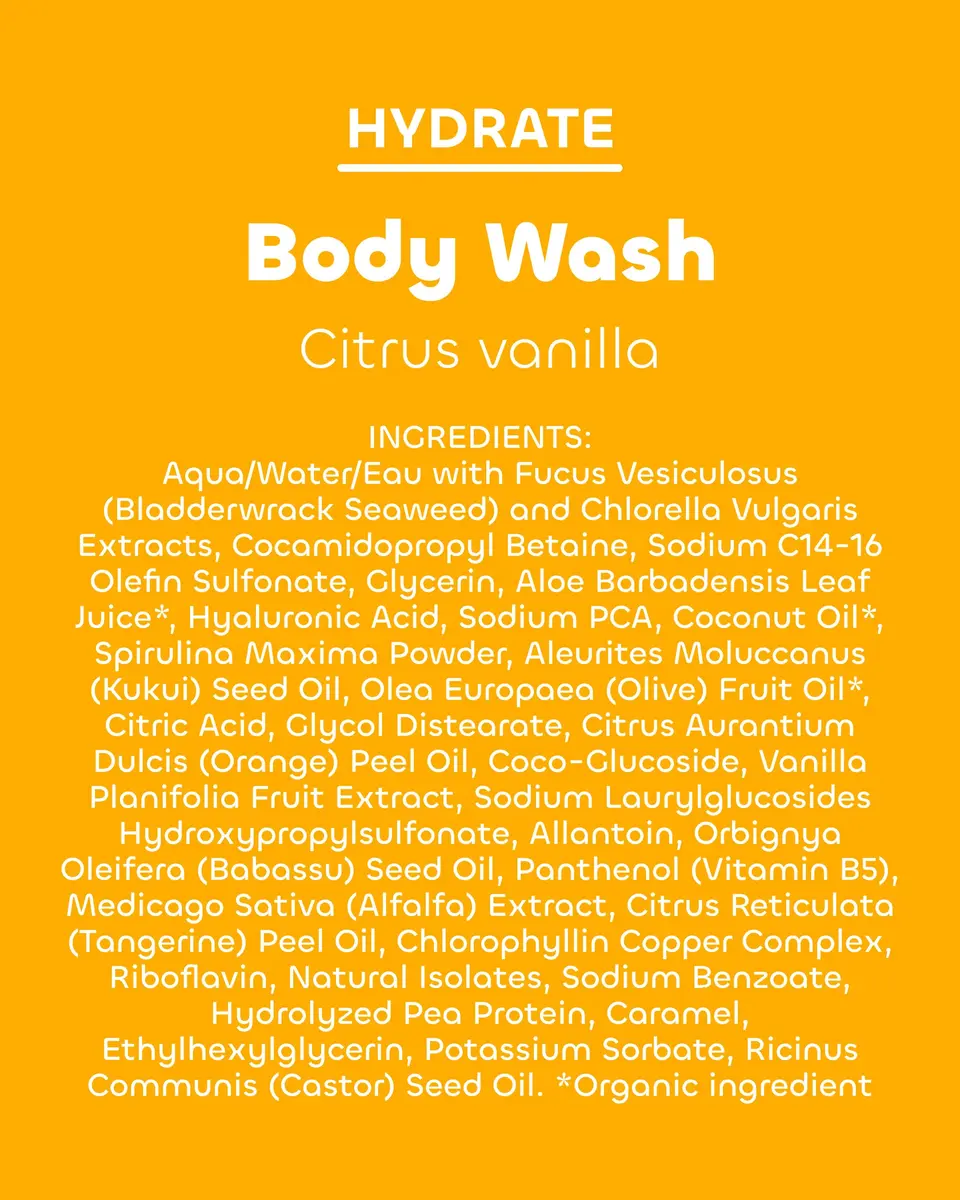 The Seaweed Bath Co. Hydrate Body Wash, Citrus Vanilla, 12 oz | Nourishing, Vegan, Sensitive Skin Friendly - view 8