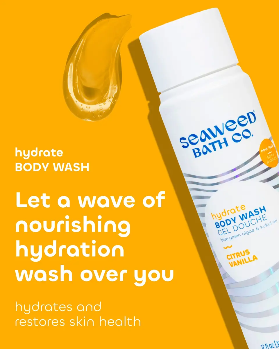 The Seaweed Bath Co. Hydrate Body Wash, Citrus Vanilla, 12 oz | Nourishing, Vegan, Sensitive Skin Friendly - view 2