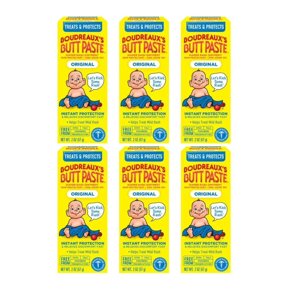 Boudreaux's Butt Paste Original Diaper Rash Ointment 12 oz (2 oz Tubes, Pack of 6) | Pharmacist-Developed Skin Protectant - main product image