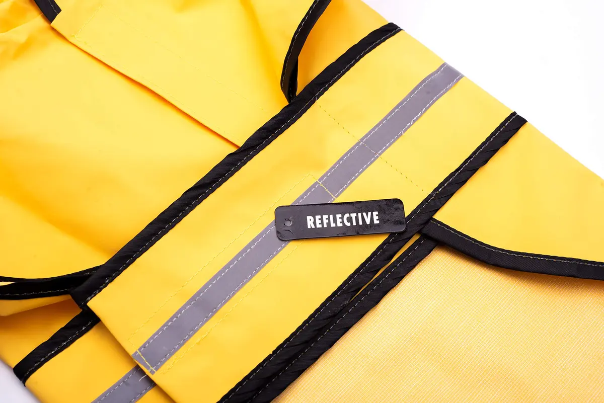 Fashion Pet Raincoat X-Small | Water Resistant Yellow Dog Rain Jacket with Hood & Reflective Strips - view 6