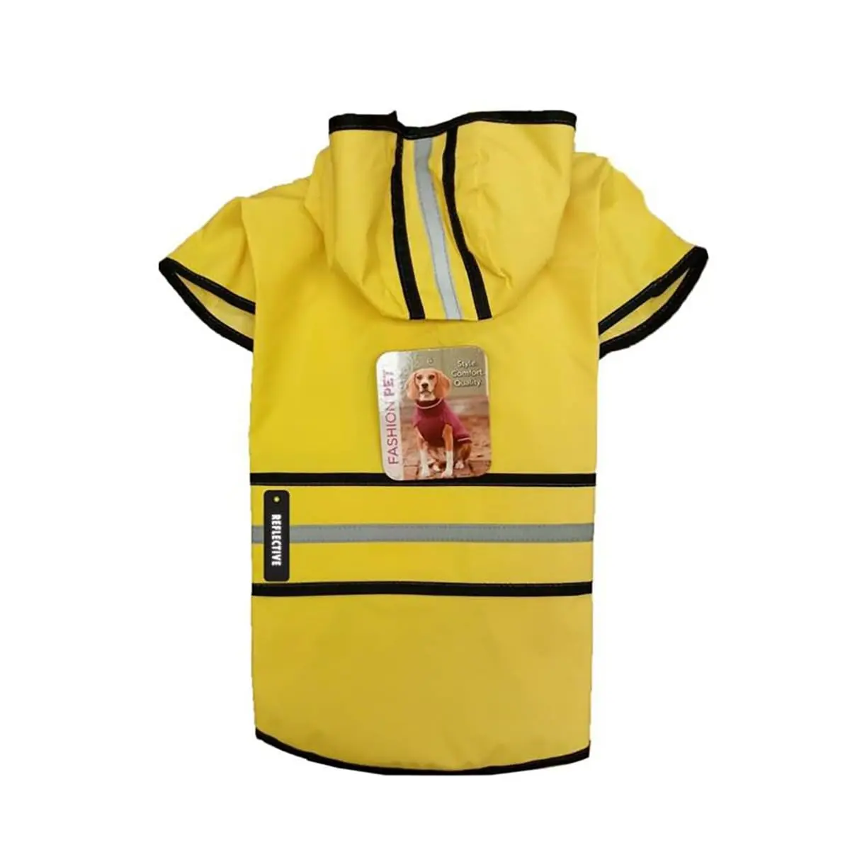 Fashion Pet Raincoat X-Small | Water Resistant Yellow Dog Rain Jacket with Hood & Reflective Strips - view 2