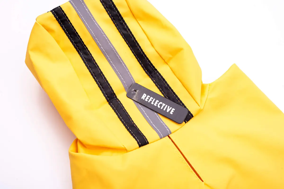 Fashion Pet Raincoat X-Small | Water Resistant Yellow Dog Rain Jacket with Hood & Reflective Strips - view 4