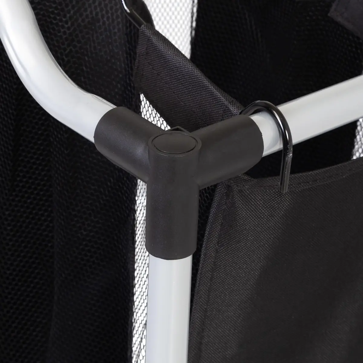 Honey-Can-Do Triple Laundry Sorter with Mesh 3 Bags | Modern Steel/Black Design - view 4