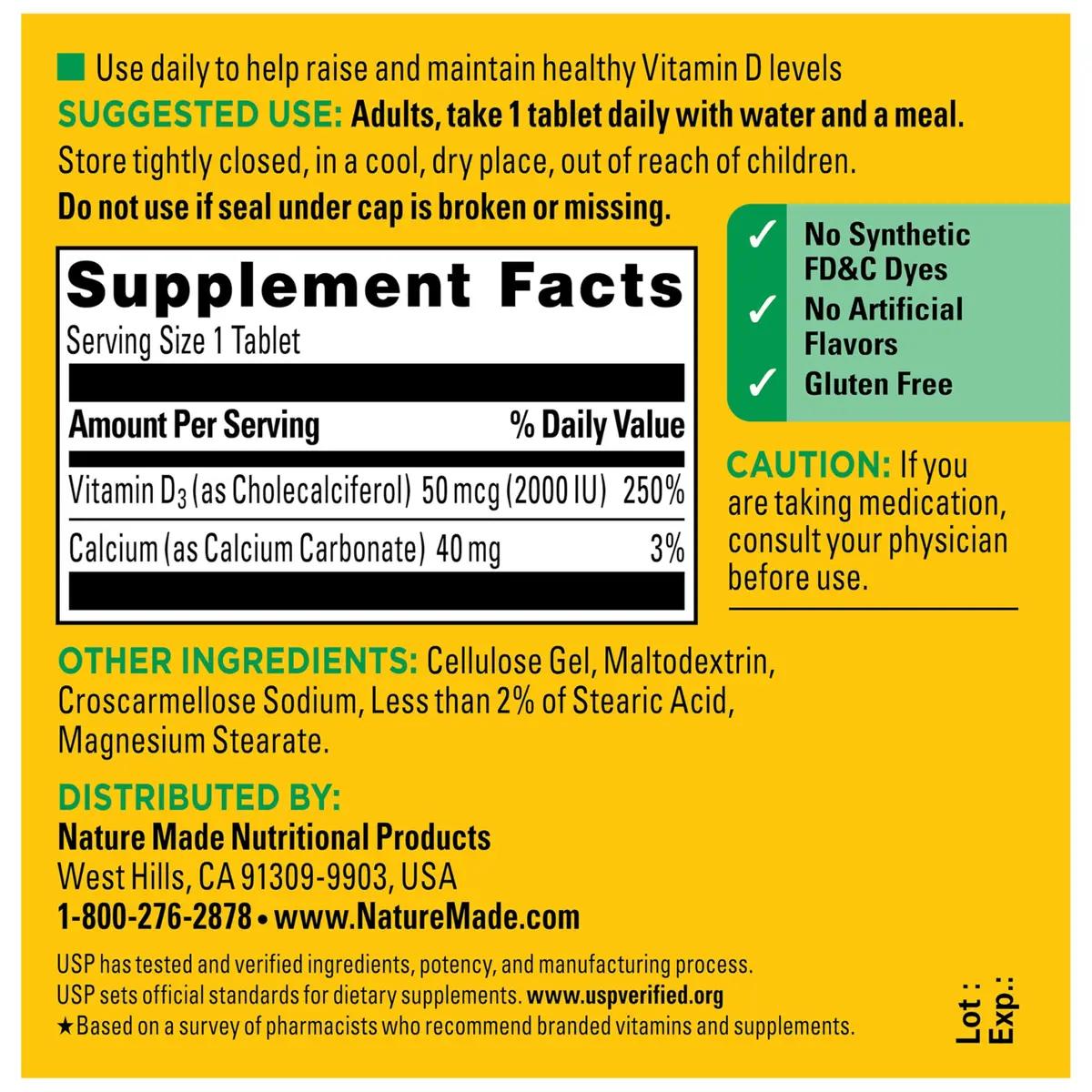 Nature Made Vitamin D3 2000 IU (50 mcg), 100 Vitamin D Tablets | Supports Bone, Immune & Muscle Health - view 7