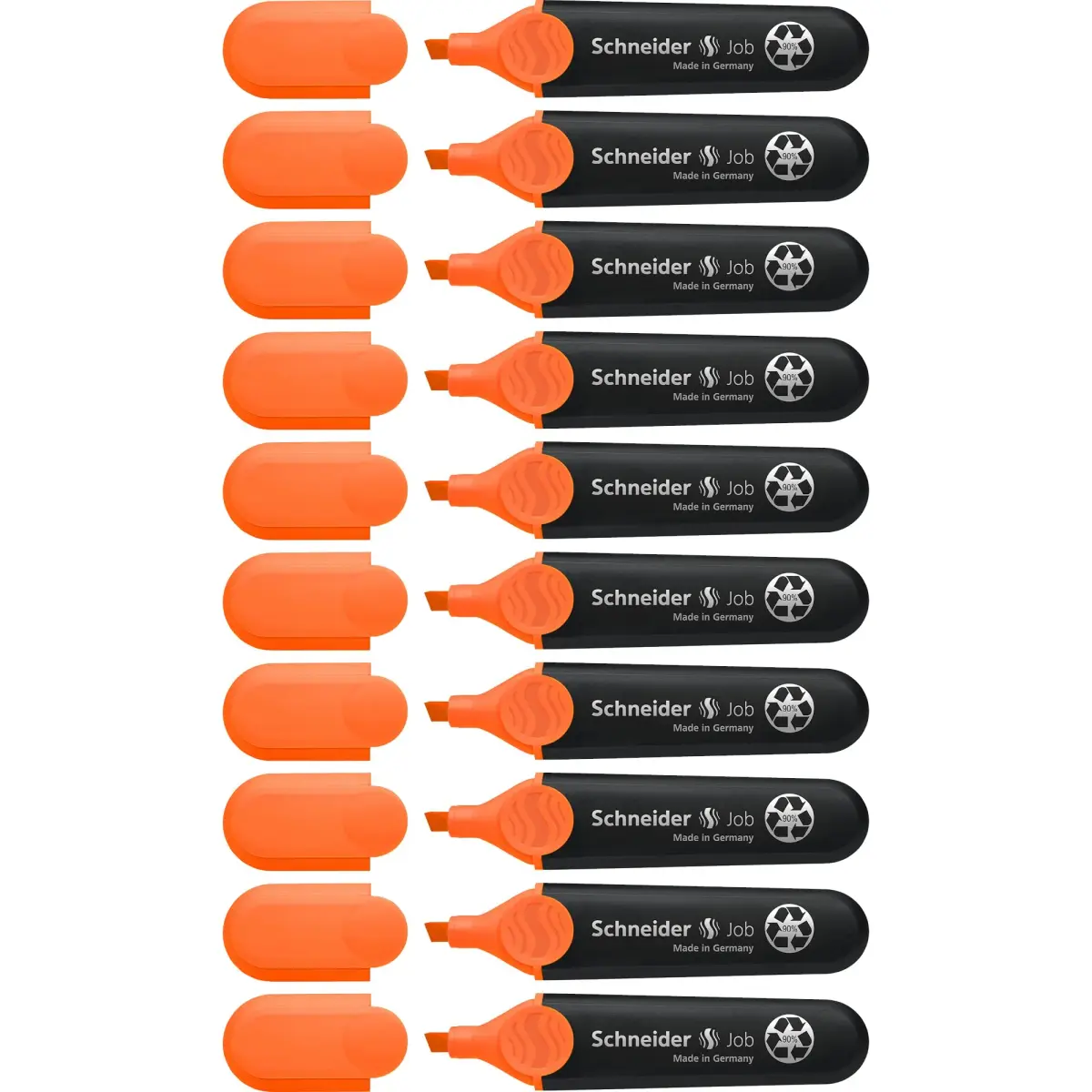 Schneider Job Highlighter Chisel Tip 1-5mm Orange Ink 10-Pack | Fade-Resistant & Light-Resistant - main product image
