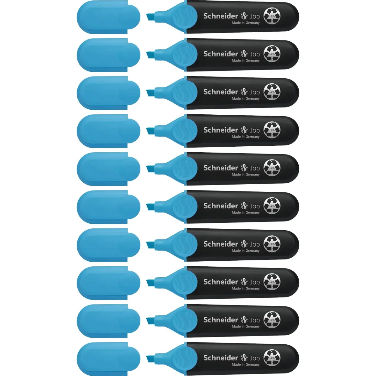 Schneider Job Highlighter, Chisel Tip, 1 + 5 mm, Blue Ink, Box of 10 | Fade-Resistant & Light-Resistant - main product image