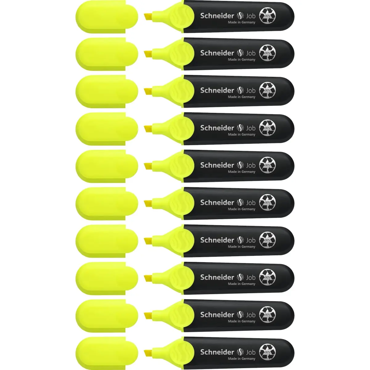 Schneider Job Highlighter Yellow Chisel Tip 10-Pack | Fluorescent Ink, 1-5mm Line Width - main product image