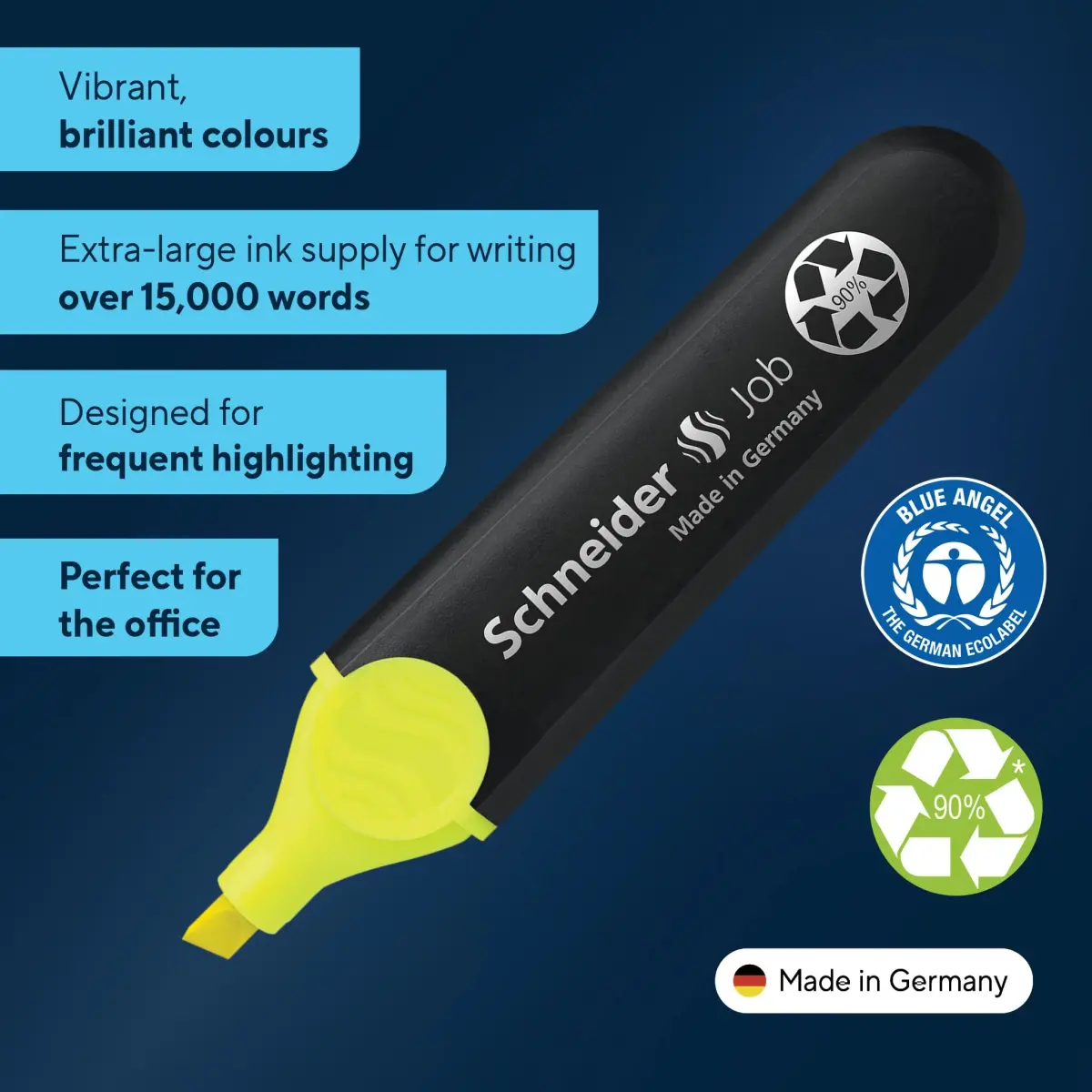 Schneider Job Highlighter Yellow Chisel Tip 10-Pack | Fluorescent Ink, 1-5mm Line Width - view 2
