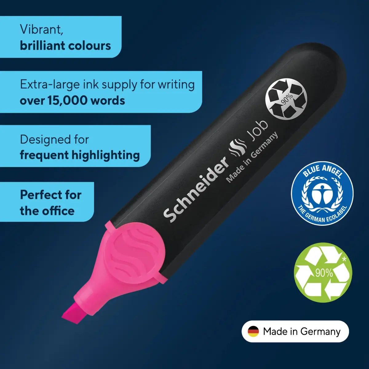 Schneider Job Highlighter Chisel Tip 1 + 5 mm Pink Ink Pack of 10 | Fade-Resistant Ink - view 3