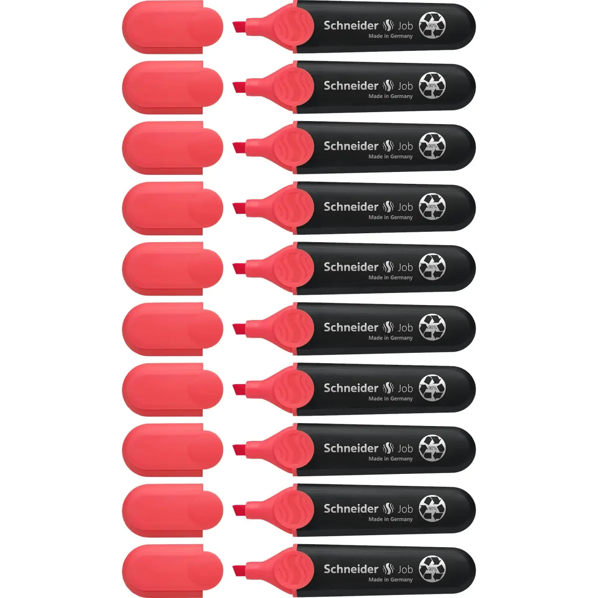Schneider Job Highlighter Chisel Tip 1-5mm Coral Ink 10-Pack | Fade-Resistant & Light-Resistant - main product image