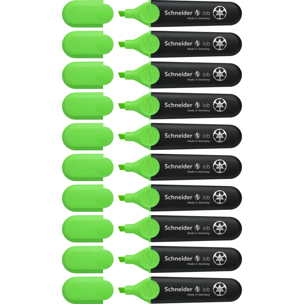 Schneider Job Highlighter Chisel Tip 1-5mm Green Ink 10-Pack | Fade-Resistant Ink for Documents - main product image