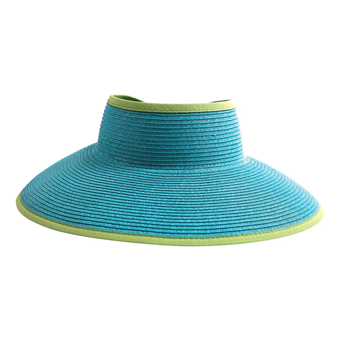 San Diego Hat Company's Signature Women's Ultrabraid Large Brim Visor Aqua Lime | UPF 50 Sun Protection - main product image