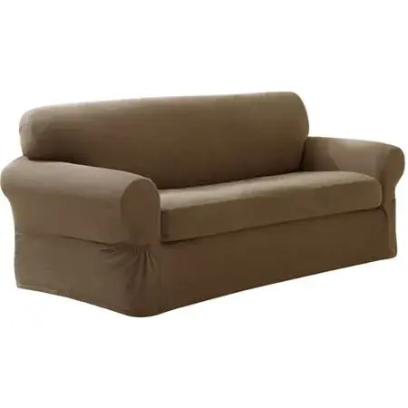 MAYTEX Pixel Ultra Soft Stretch Slipcover, 2-Piece Sofa, Sand | Fits Sofas up to 96" Long - view 3