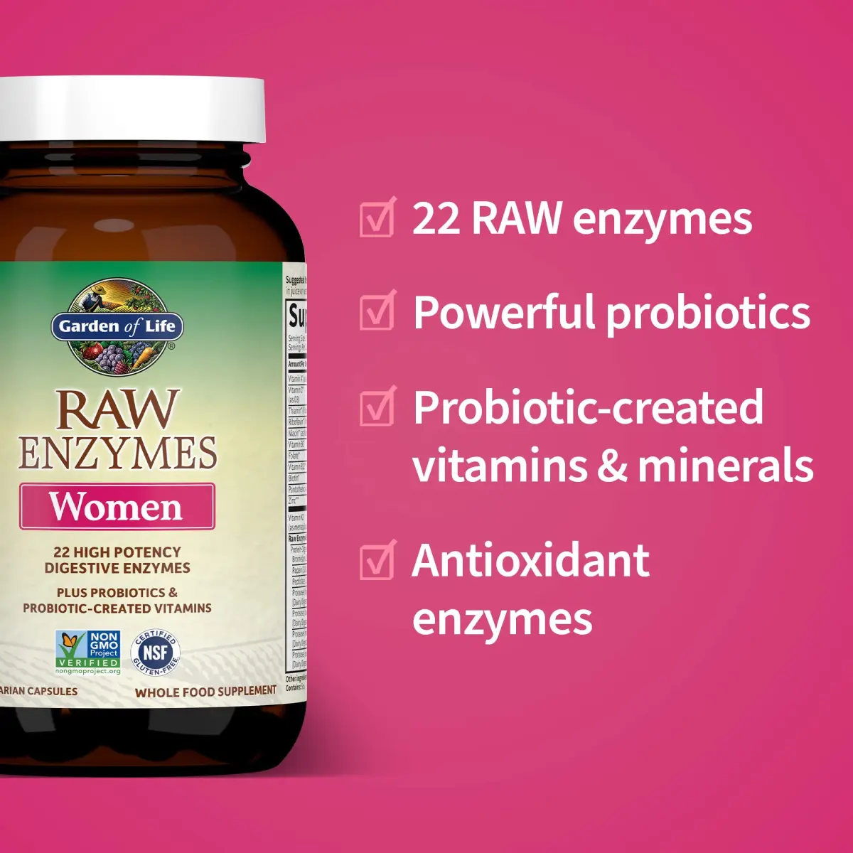 Garden of Life RAW Enzymes for Women Digestive Enzyme Supplement 90 Count | Vegetarian, Gluten-Free, Non-GMO - view 4