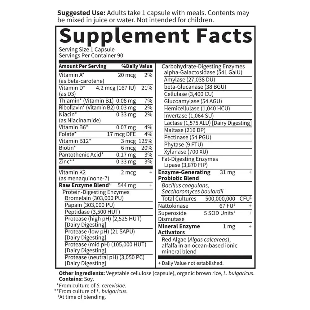 Garden of Life RAW Enzymes for Women Digestive Enzyme Supplement 90 Count | Vegetarian, Gluten-Free, Non-GMO - view 6