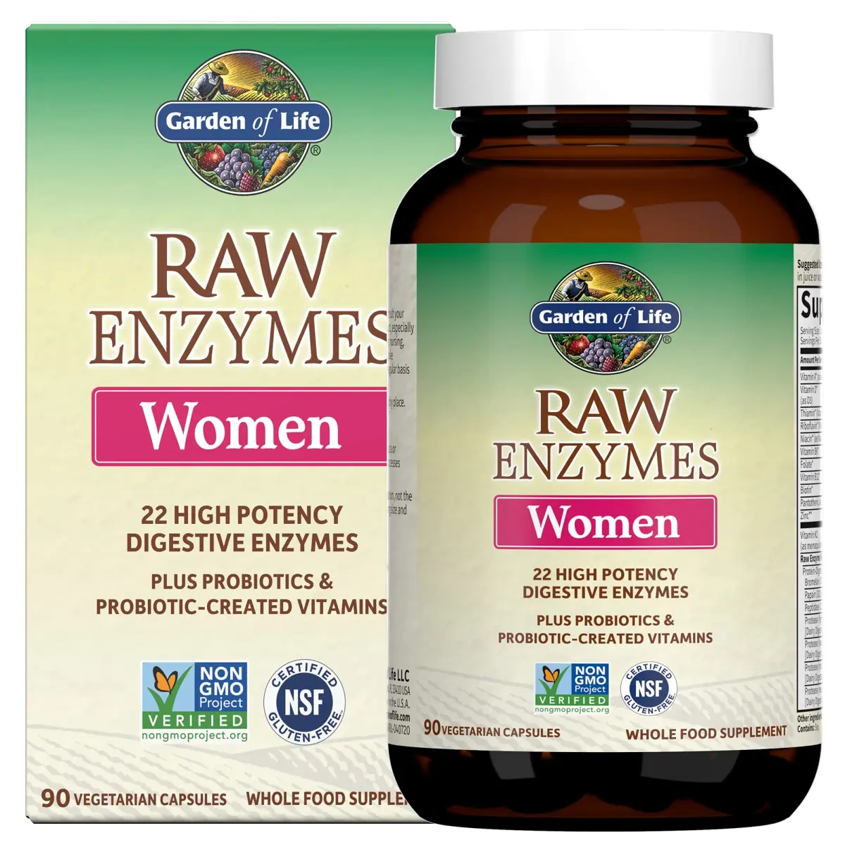 Garden of Life RAW Enzymes for Women Digestive Enzyme Supplement 90 Count | Vegetarian, Gluten-Free, Non-GMO - main product image