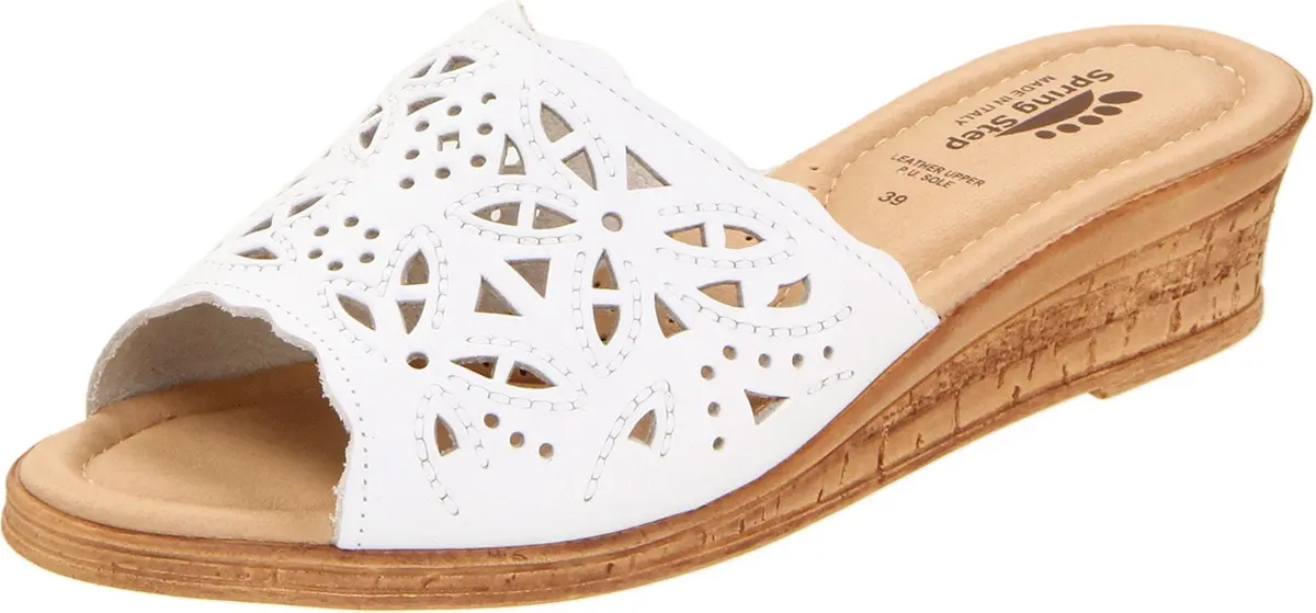 Spring Step Estella Wedge Sandal - White - EU 42 / US 10.5-11 | Elegant Italian Leather Design with 1.75 in Wedge - main product image
