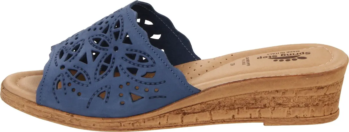 Spring Step Estella Wedge Sandal - Blue - EU 41 / US 9.5-10 | Geometric Leather Wedge for Casual & Dress - view 2