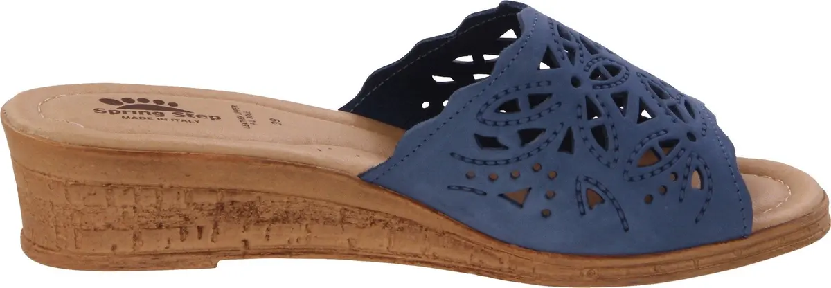 Spring Step Estella Wedge Sandal - Blue - EU 41 / US 9.5-10 | Geometric Leather Wedge for Casual & Dress - view 3