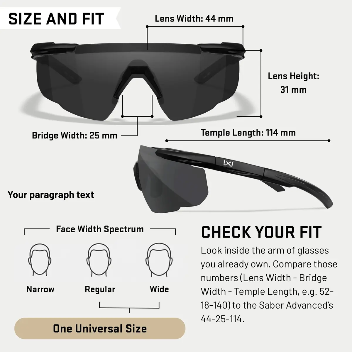 Wiley X Saber Advanced Tactical Safety Glasses for Men & Women | MIL-PRF-32432, ANSI Z87.1+ Impact, UV Protection, Interchangeable Lenses - view 5