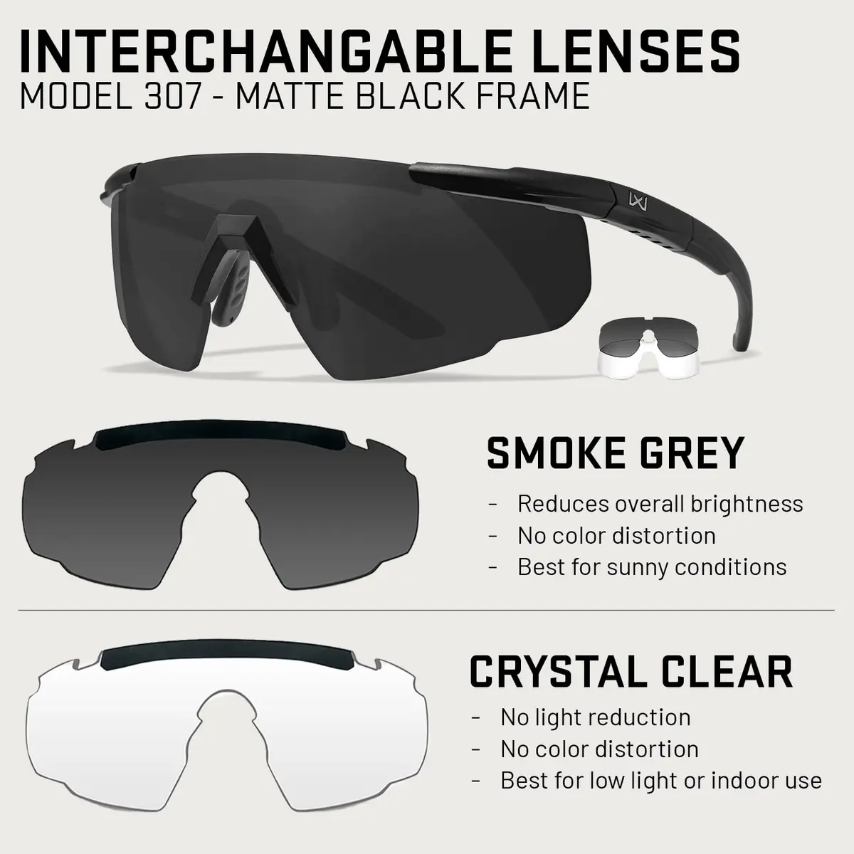 Wiley X Saber Advanced Tactical Safety Glasses for Men & Women | MIL-PRF-32432, ANSI Z87.1+ Impact, UV Protection, Interchangeable Lenses - view 7