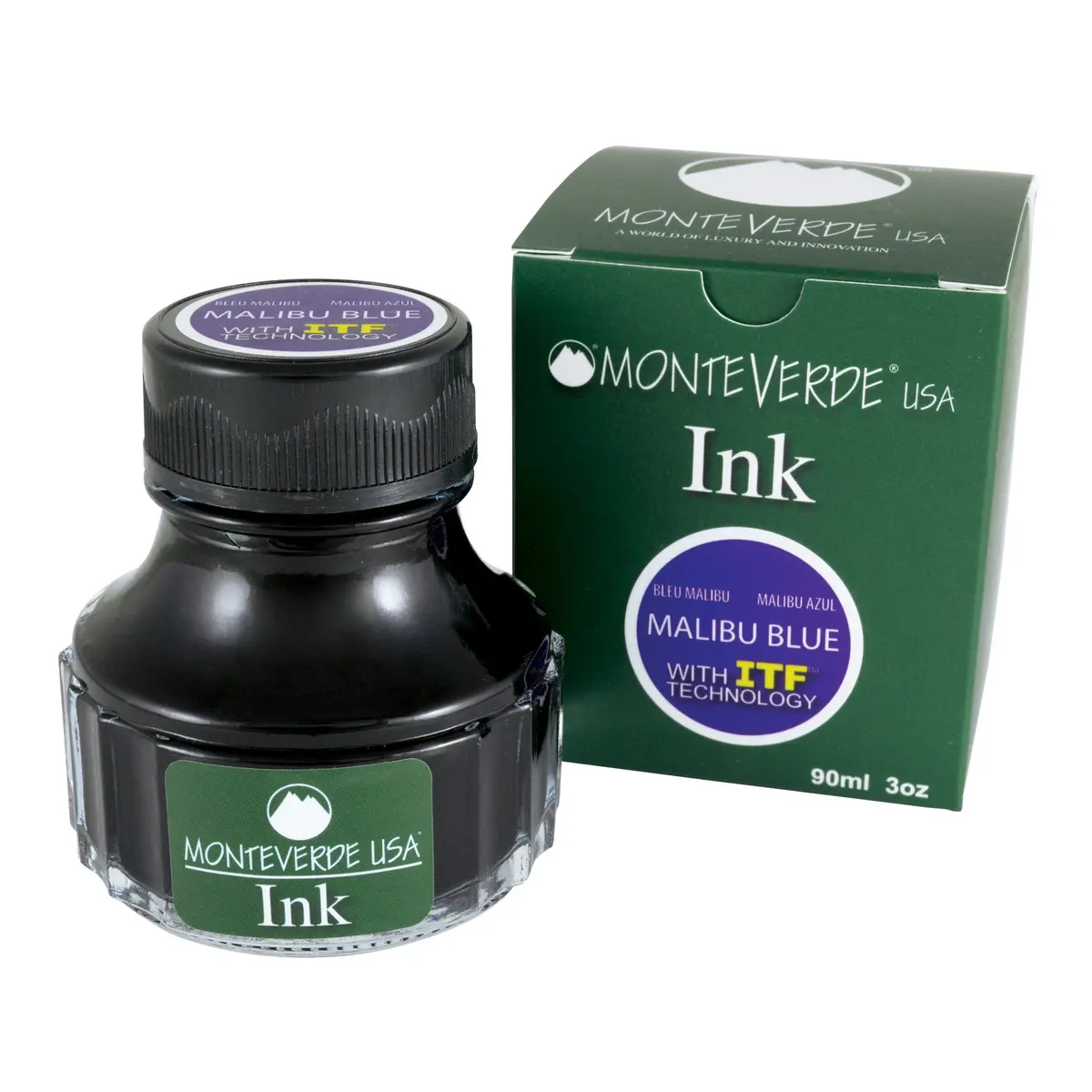 Monteverde Liquid Ink with ITF Technology 90ml Malibu Blue | Smooth, Fade-Resistant Fountain Pen Ink - view 4
