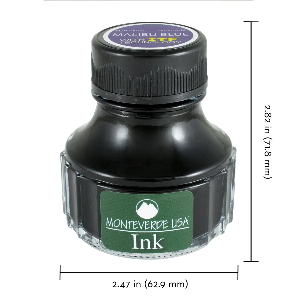 Monteverde Liquid Ink with ITF Technology 90ml Malibu Blue | Smooth, Fade-Resistant Fountain Pen Ink - view 2