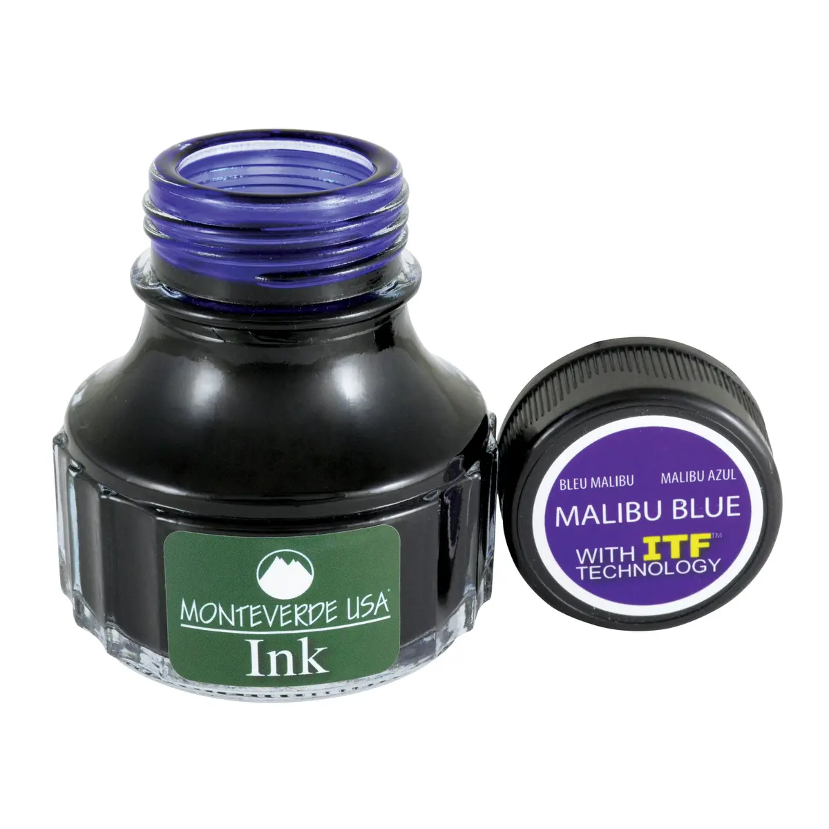 Monteverde Liquid Ink with ITF Technology 90ml Malibu Blue | Smooth, Fade-Resistant Fountain Pen Ink - view 3