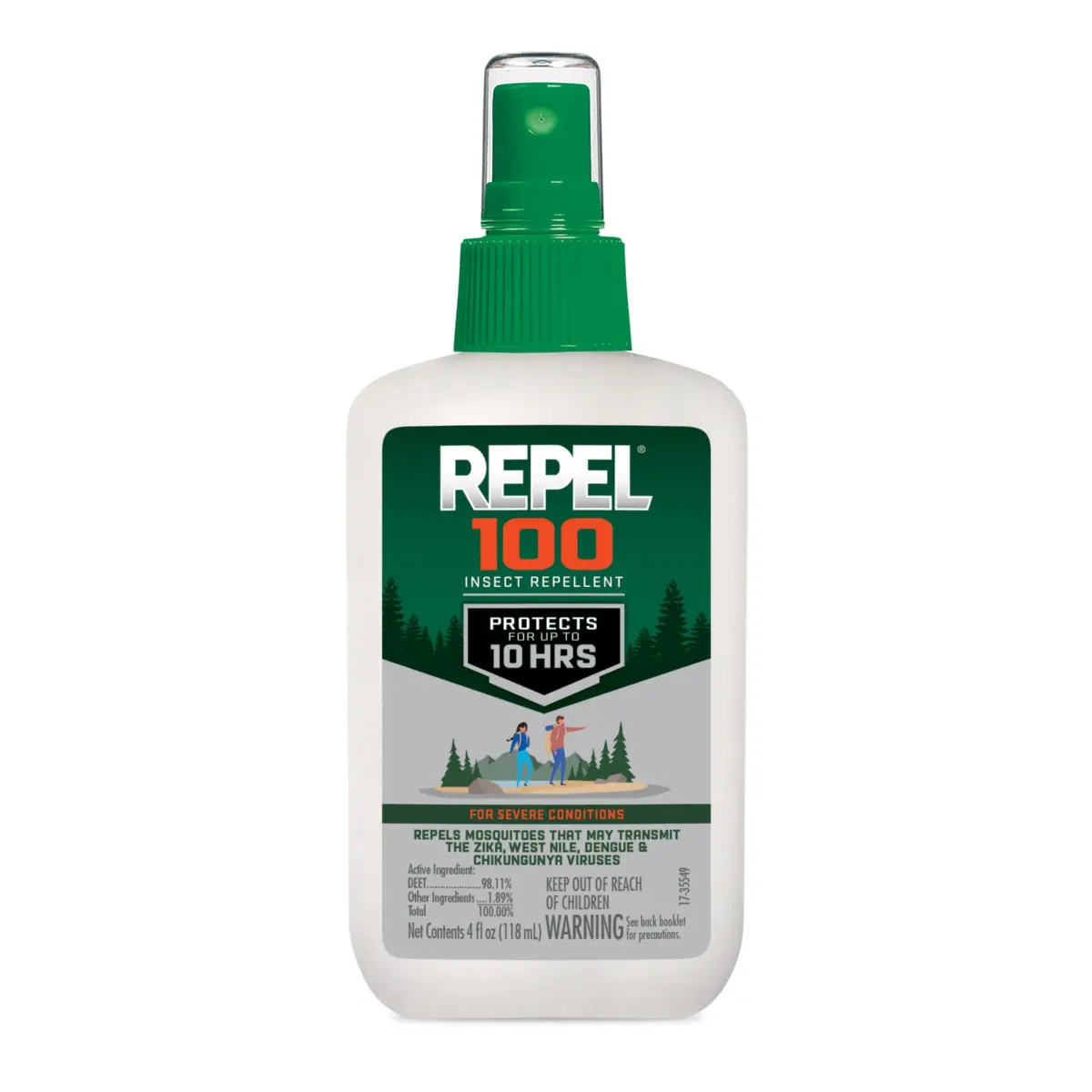 Repel 100 Insect Repellent Pump Spray 118ml (4 Fl Oz) | 10-Hour Protection Against Mosquitoes, Ticks, and Biting Flies - main product image